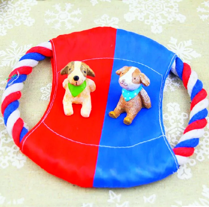 NEW 2014 multicoloured cotton perro dog flying saucer toy pet pets