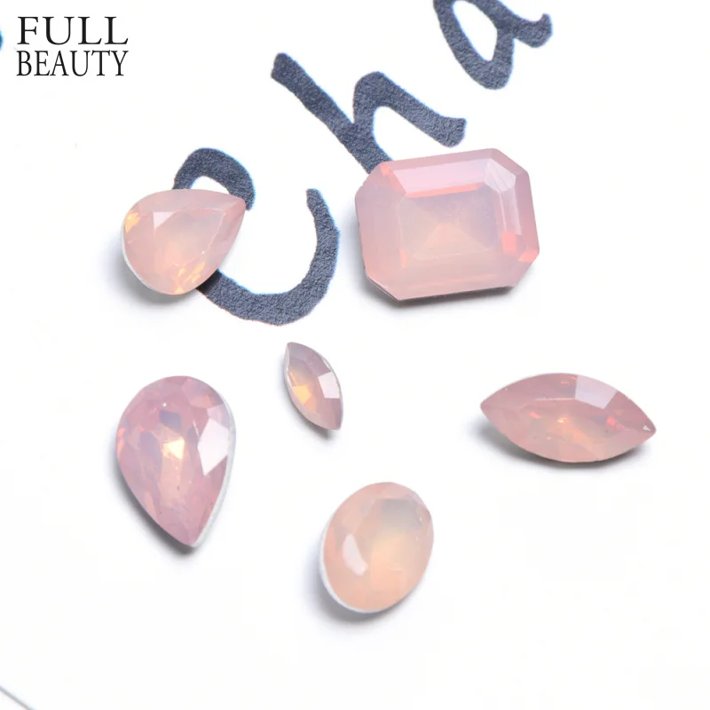 

Full Beauty 30pcs Mixed Shape Rhinestones Nail Decor Protein Pink Green Blue Shiny Resin Crystal Diamond Nail Art DIY Dust CH066