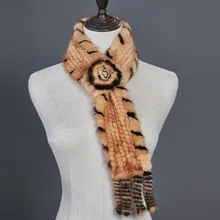 HSPL зимний шарф женский модный вязаный норковый меховой шарф с цветком для женщин зимой многоцветный мех шаль галстук меховой шарф