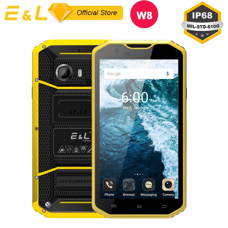 E & L W8 прочный смартфон 5 дюймов HD ips 4G сенсорный мобильный телефон MTK6753
