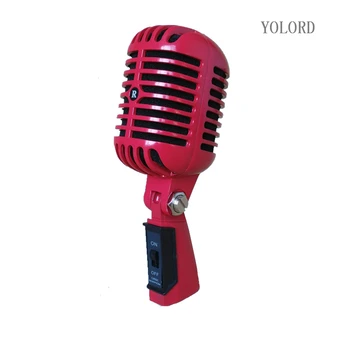 

Alloy Metal Retro Mic Vintage Dynamic Microphone Stand Condenser Voice Audio KTV Singing Vocal Concert Party Festival Black Red