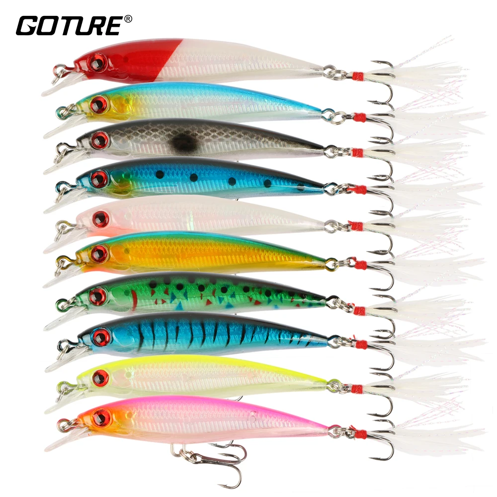 

Goture 10pcs/set Fishing Wobbler Minnow 7.5g 9cm Topwater Pike Fishing Tackle Hard Artificial Bait Fresh Salt Water Fishing Lure