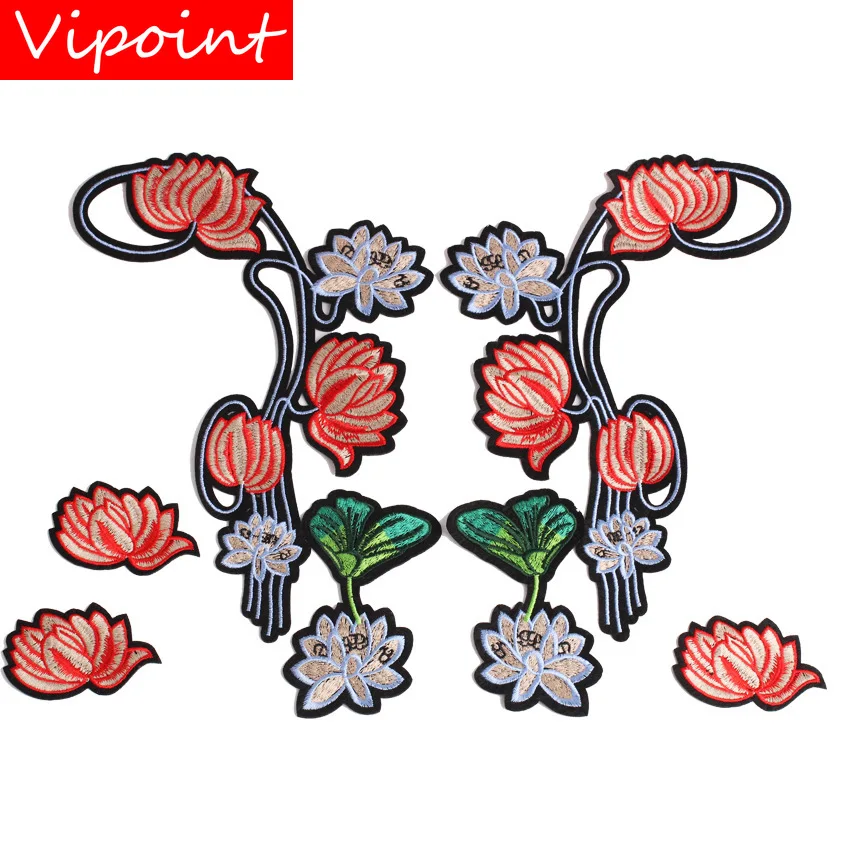 

VIPOINT embroidery big flower patches lotus patches badges applique patches for clothing JW-129