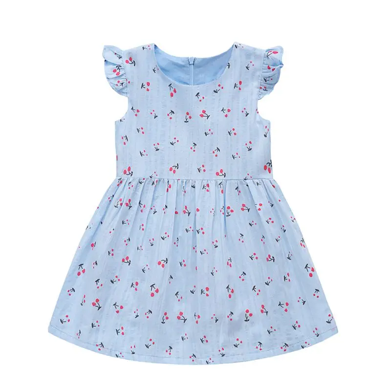

2-6 Y Summer Princess Girl's Petal Sleeve Mini Dress Baby Girl Floral Printed Dresses Cute Vestido For Kids Girl