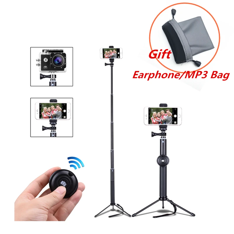 

Bluetooth Selfie Stick Tripod for iPhone with Removable Remote Mobile Phone Tripod Gopro Monopod Professional Smartphone Tripod