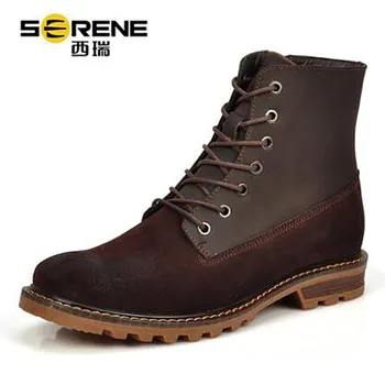 

New Martin Boots Fashion Casual Cow Suede Genuine Leather Short Black Worker Waterproof Height Increasing Summer Durable Boots