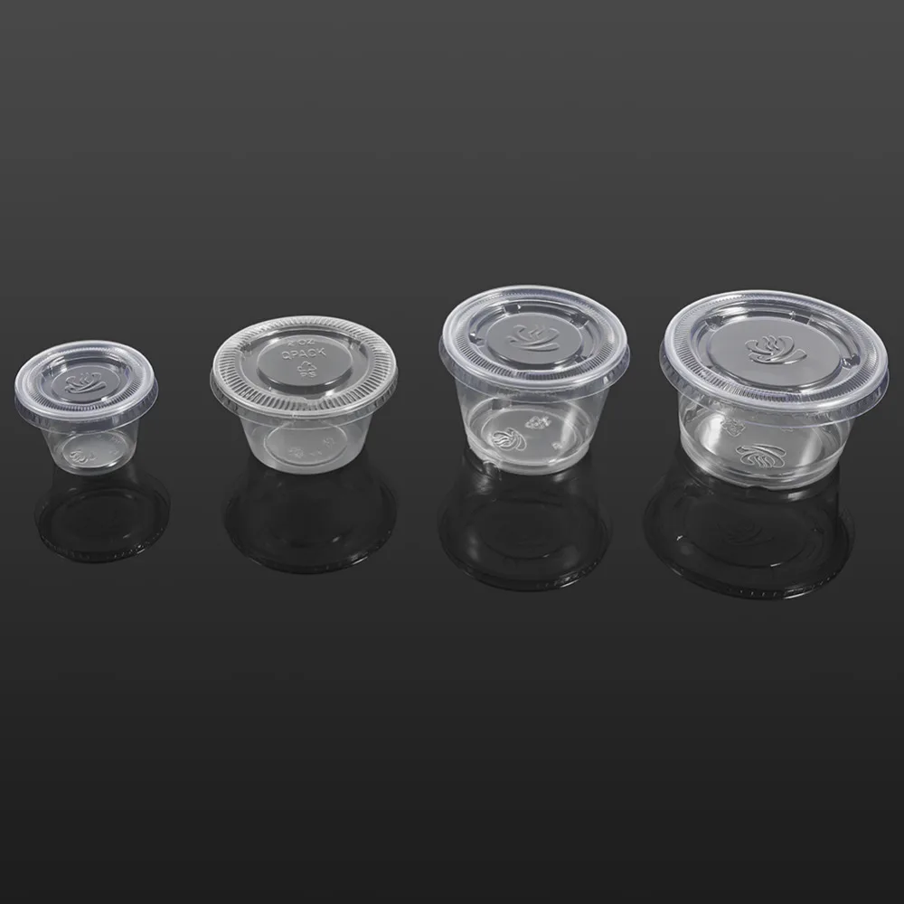 W 50 шт. соус одноразовые стаканчики пластик ясно соус Chutney чашки коробки с крышкой еда вынос пикник на открытом воздухе