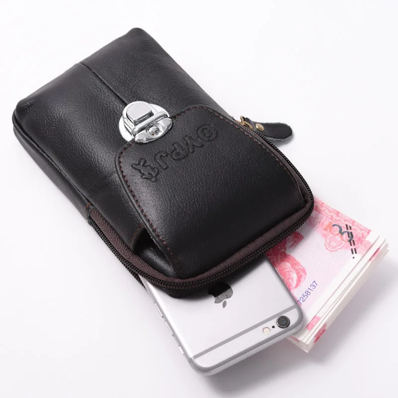 Маленький кошелек из коровьей кожи BISI GORO, мужской поясной кошелек для мелочи, хранения телефона, износоустойчивый