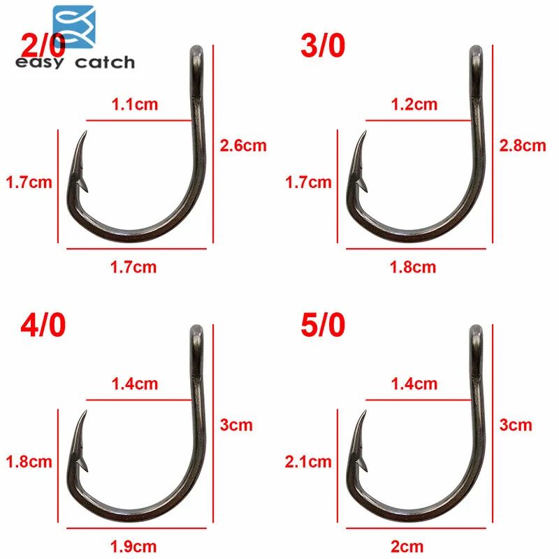 Легко поймать 20 штук 10827 Нержавеющая сталь, черные, заточенные живец бронзовых морских рыболовных крючков Размеры 2/0 3/0 4/0 5/0 6/0 7/0 8/0 9/0 10/0