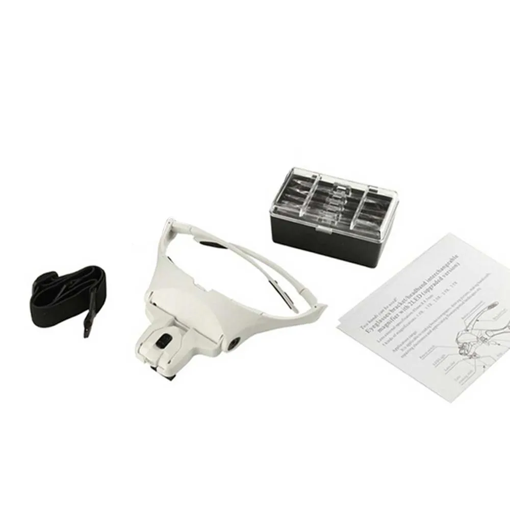 1PCS Eyelash Extension LED Light Glasses Hand 5 Magnifying Lenses