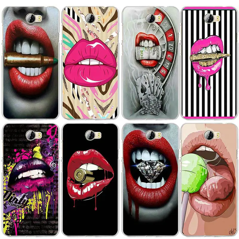 

Sexy Lipstick Lips Girl Soft TPU Phone Cases Cute for Huawei P8 P9 P10 P20 P30 Mate 10 Lite Pro Y3 Y5 Y6 II Honor 7 Smart Bags
