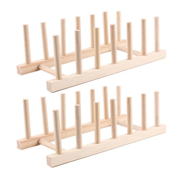6 Grid Wooden Detachable Sub grid Dish Racks Kitchen Storage Holders 2