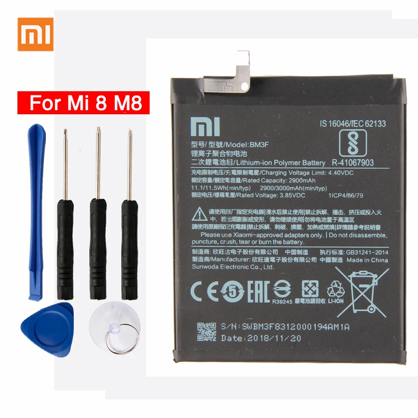 Оригинальный XIAOMI BM3F аккумулятор высокой емкости для телефона Xiaomi 8 MI8 M8 3000