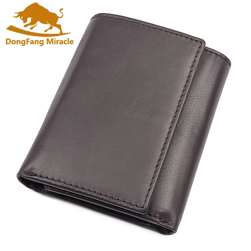 

Brand Men RFID Blocking Wallet Genuine Leather Vintage Purse for Man Trifold Short Organzier Wallet Carteira Masculina