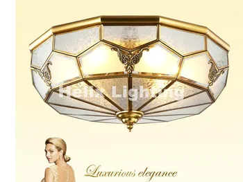 

Nordic Europe Retro Copper Frosted Glass Foyer E27 Led Ceiling Light Lustre Electroplated Brass Lights Bedroom Loft Lamp