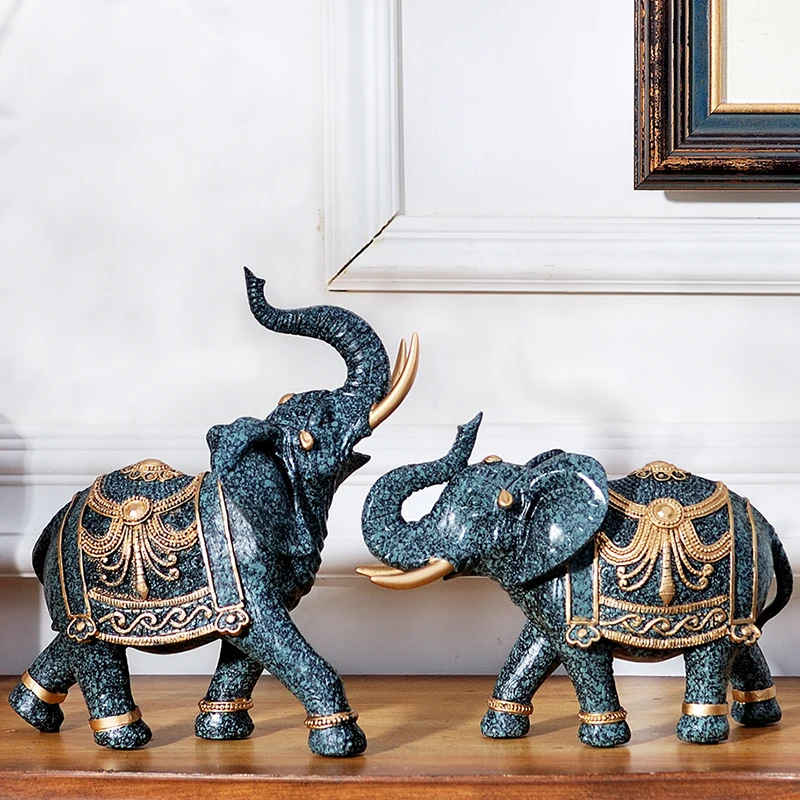 Винтажная статуя животного ручной работы, Статуэтка из смолы, украшение для дома, современные ремесла, свадебный подарок, статуэтки из смолы счастливого слона