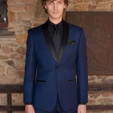 Новая мода темно-синий ужин куртка шаль нагрудный смокинг жениха/свадебные костюмы для мужчин 2 шт. костюмы(куртка+ брюки+ галстук