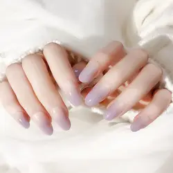 24 шт очаровательные поддельные ногти обнаженные фиолетовые градиентные дизайнерские женские художественные украшения длинные Ins цвет