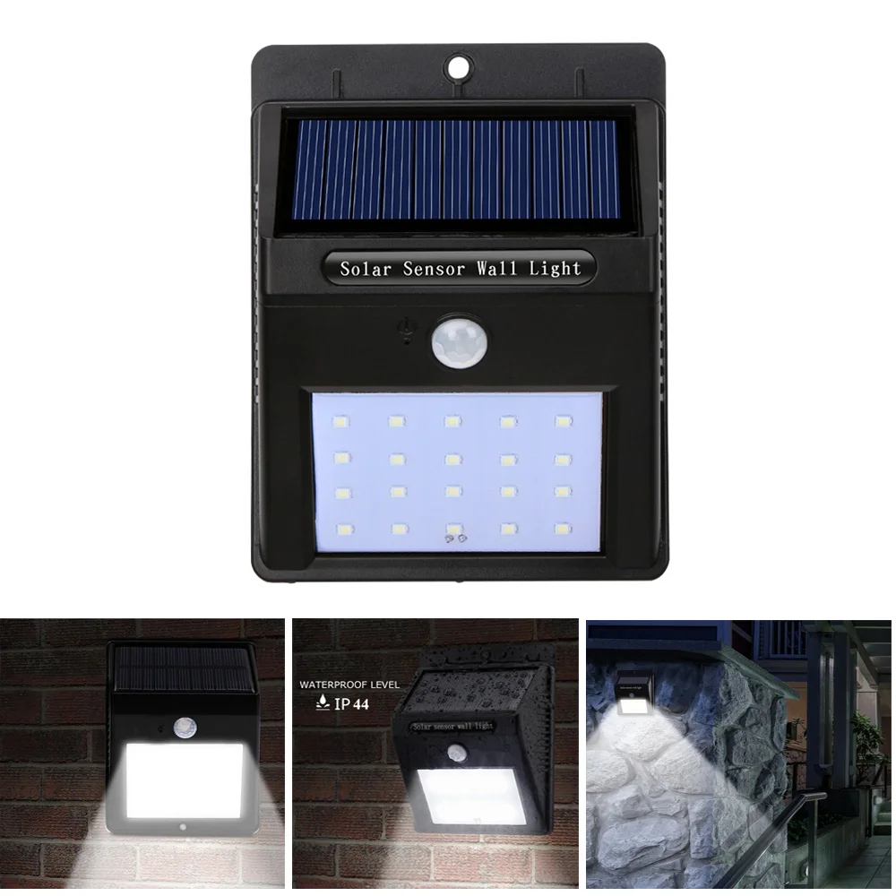 

Jiawen LED Solar Lamp Waterproof PIR Motion Sensor Solar Light Power Garden LED Solar Light Outdoor ABS Wall Lamp