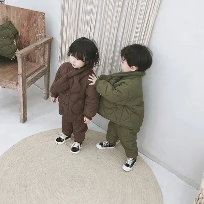 Новые Зимние флисовые парки для маленьких девочек и мальчиков теплая верхняя одежда в Корейском стиле для детей однобортное пальто зеленого и коричневого цветов для детей возрастом от 3 до 7 лет
