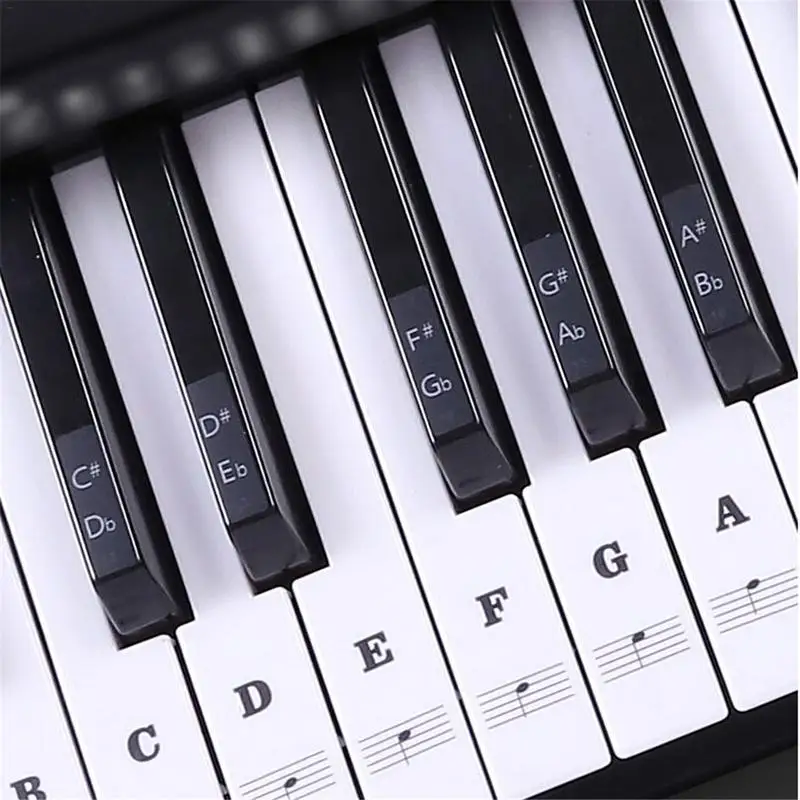 Transparent 54 61 88 Keys Electronic Keyboard Key Sticker Piano Stave Note Sticker For White Keys