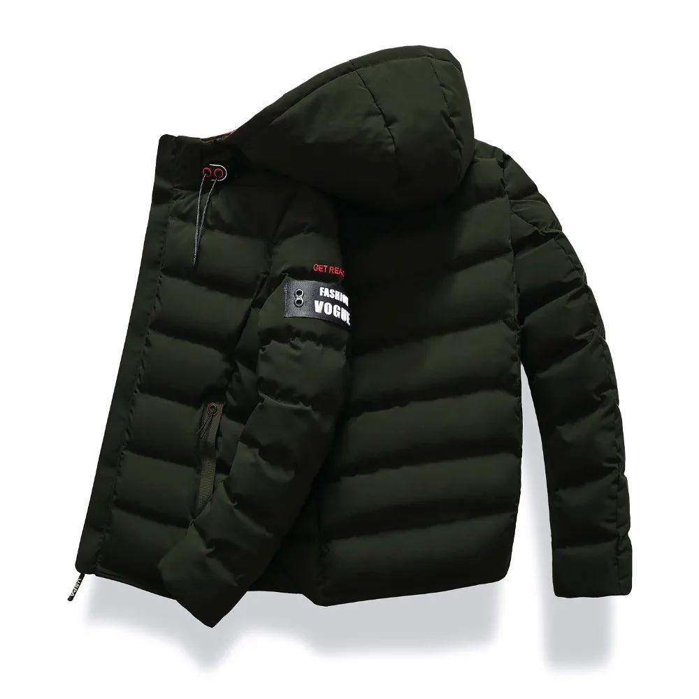 discounted  drop shipping New Fashion Men Winter Jacket Coat Hooded Warm Mens Winter Coat Casual Slim Fit Stude