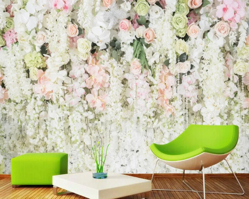 Cusutomsized Bunga 3D Foto Wallpaper Ruang Tamu Kamar Tidur