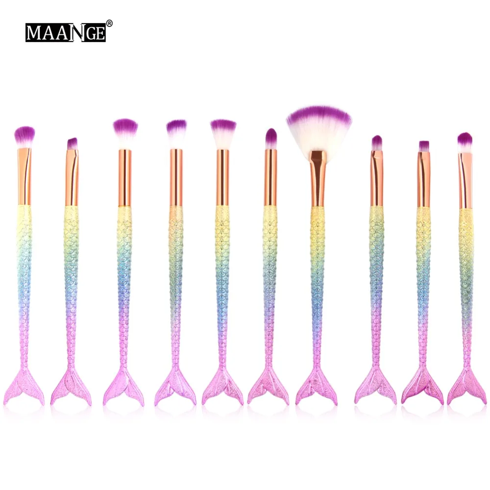 

MAANGE 10Pcs Mermaid Tail Eye Makeup Brushes Set