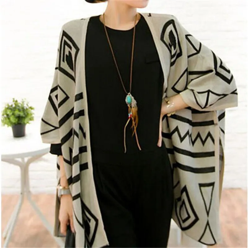 New Fashion Women Knitted Blouse Long Thin Bat Cardigan Woman Casual Sweaters V Neck Tops pull femme Cardigans |