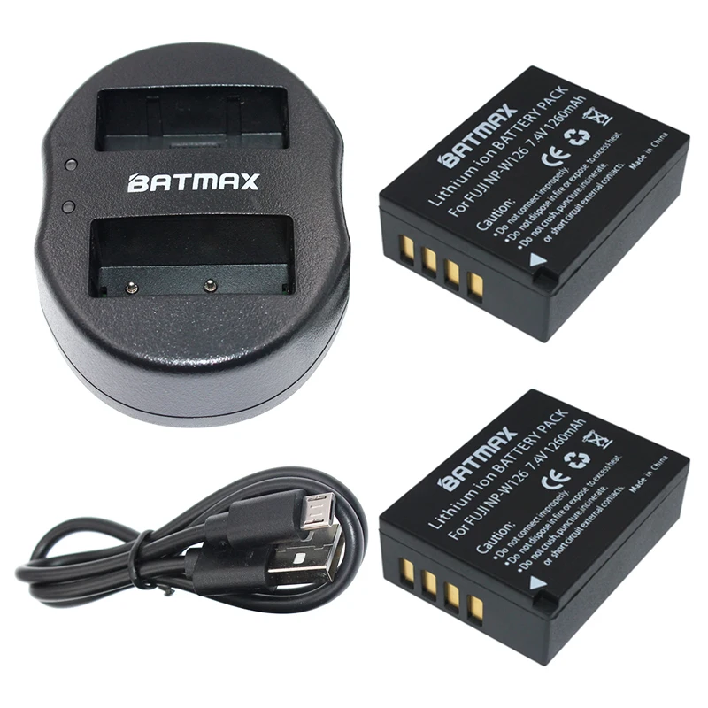 

Batmax NP-W126 NP W126 Battery+USB Dual Charger for Fujifilm FinePix HS30EXR HS33EXR X-Pro1 X-E1 X-E2 X-M1 X-A1 X-A2 X-T1 X-T1