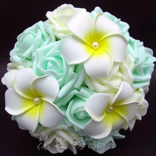 Новое прибытие Искусственные цветы для невесты Руки держа розовый/слоновой кости/зеленый цветок розы свадебный букет