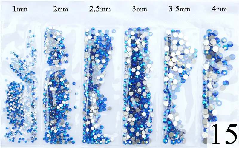 1440 шт./упак. смешанные Flatback Блестящие Стразы для ногтей стекло, кристалл, камень не требуют горячей фиксации для ногтевого дизайна с плоской задней частью украшение амулет - Цвет: 080-15