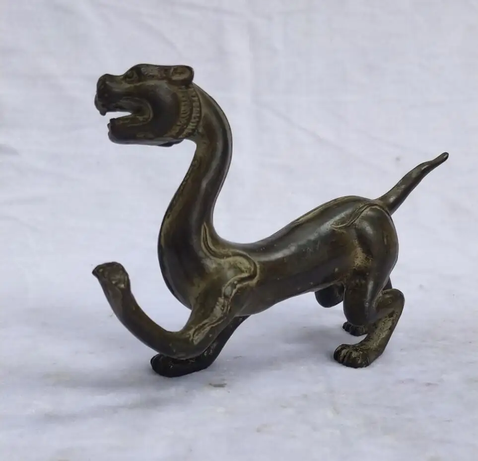 

Collection Chinese Old Bronze Carved White Tiger Sculpture home decoration antique Tiger statue Long 18 CM /7.2 INCH