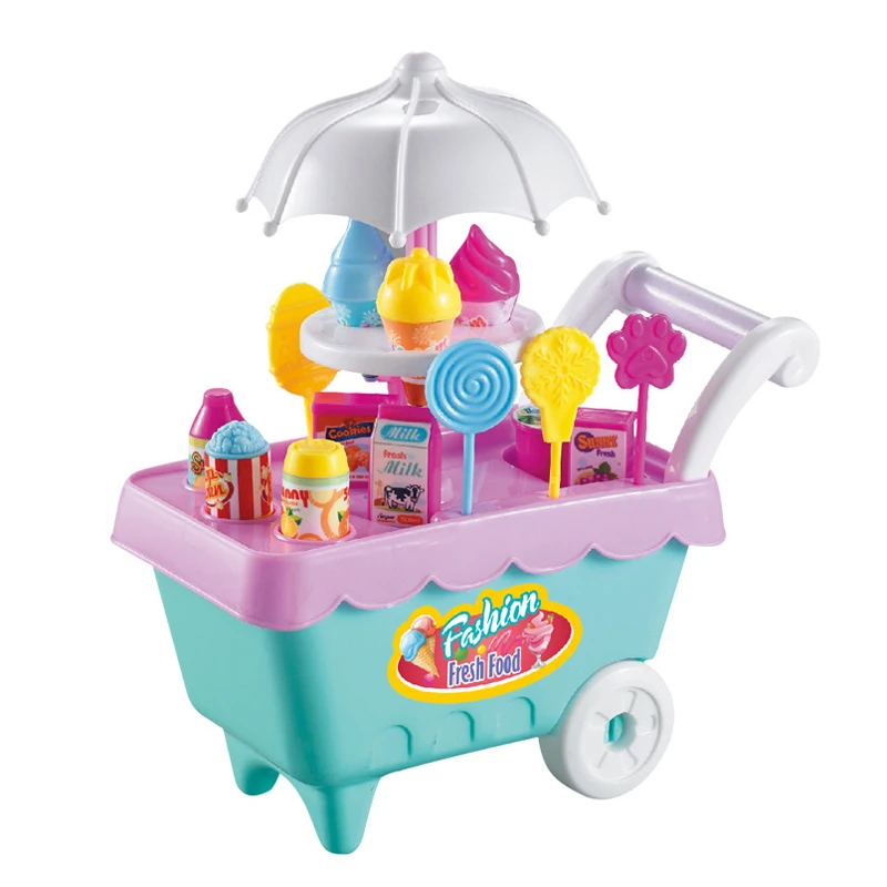 Baby Girls Plastic Mini Ice Cream Candy Trolley Desserts Shop Music and