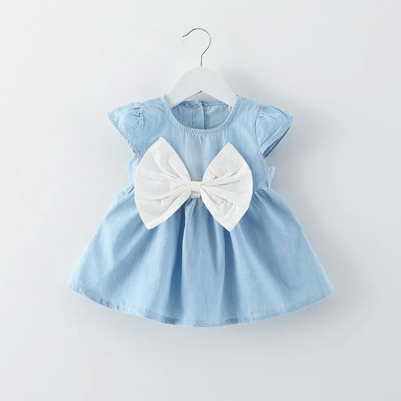 

BibiCola 2018 baby girls dress clothes summer infant toddler girls big bowknot ruffles party birthday frock&clothing girls dress