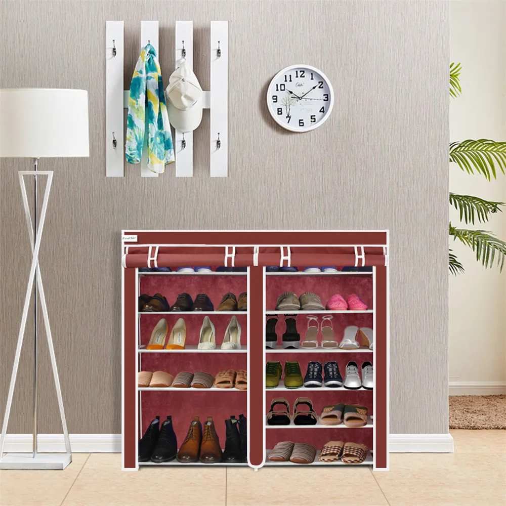 Finether Double Fabric Shoe Rack,,Canvas Shoe Cabinet Shoes Rack Prevent Dust And Moisture Storage Large Capacity Home Furniture4