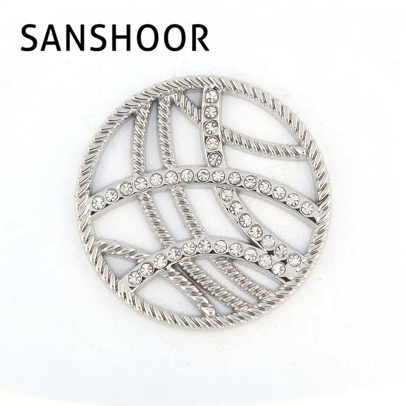 

SANSHOOR Jewelry 33MM Stripes Large Coin Fit My Coin Holder Frame Pendant