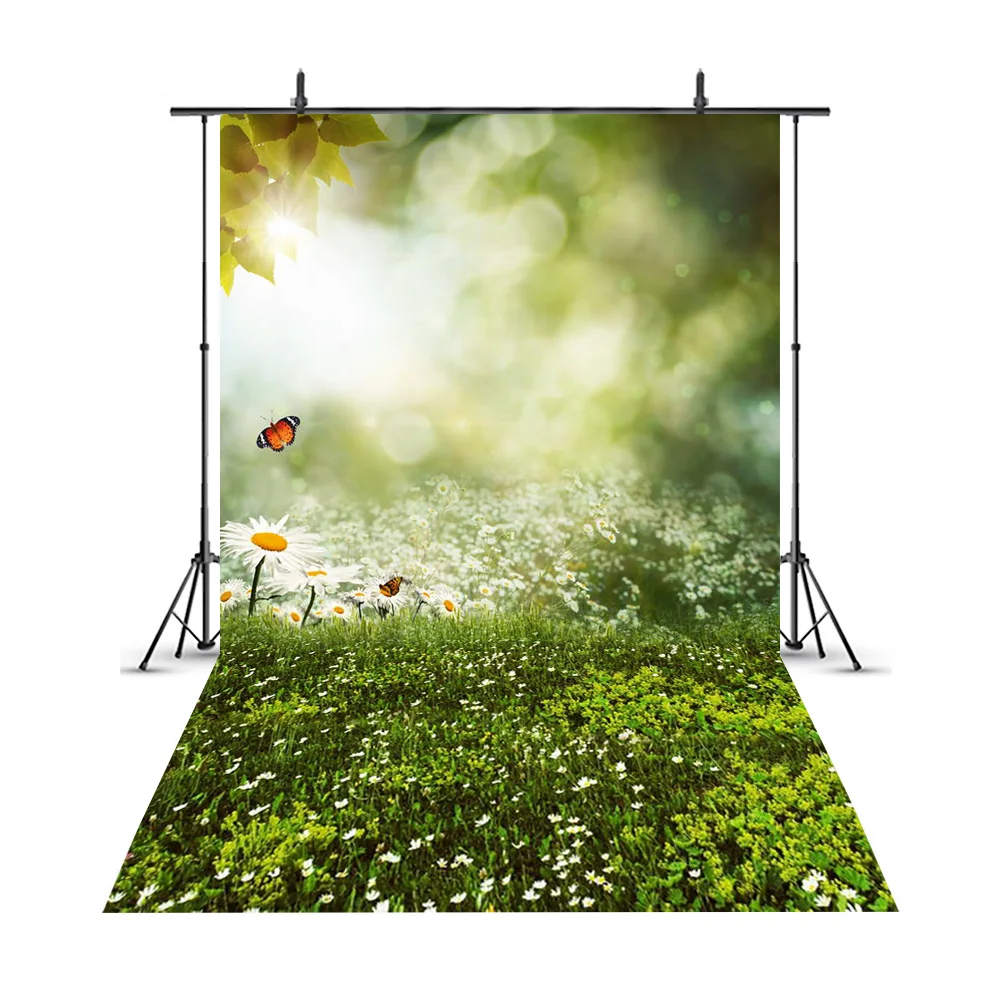 

MEHOFOTO Spring Scenery Background for Photo Studio Spring Easter Bokeh Butterfly Green Grass Photography Backdrop Photophone