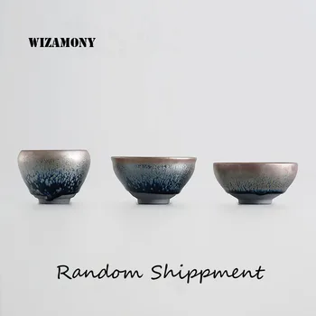 

Jian Zhan 1PCS Chinese Handmade temmoku glaze Porcelain Gaiwan ChinaTeacups Porcelain Bowl Random Shipping Tea Pot Celadon