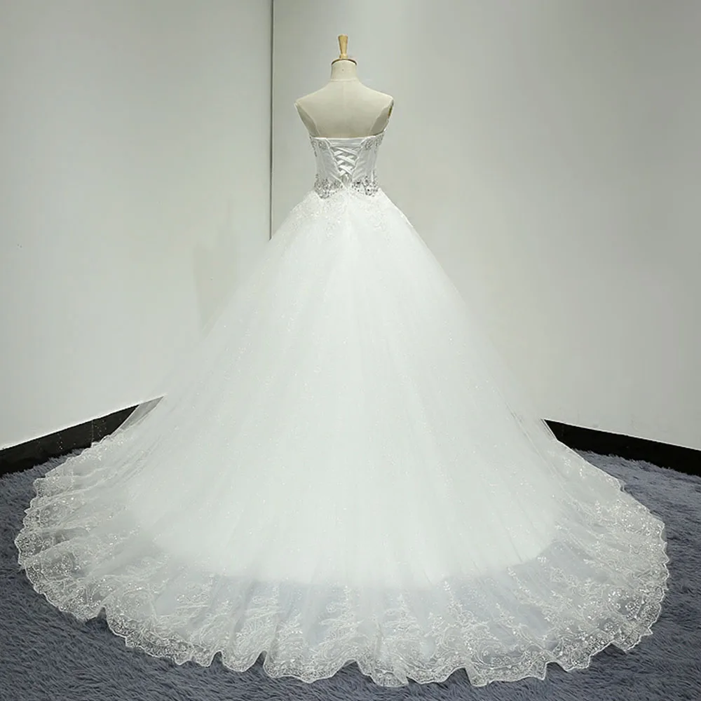 Vestido Casamento 2019 новые специальные Сверкающее, расшитое бисером Хрустальные Блестки трапециевидные Свадебные платья с подъюбником товарный