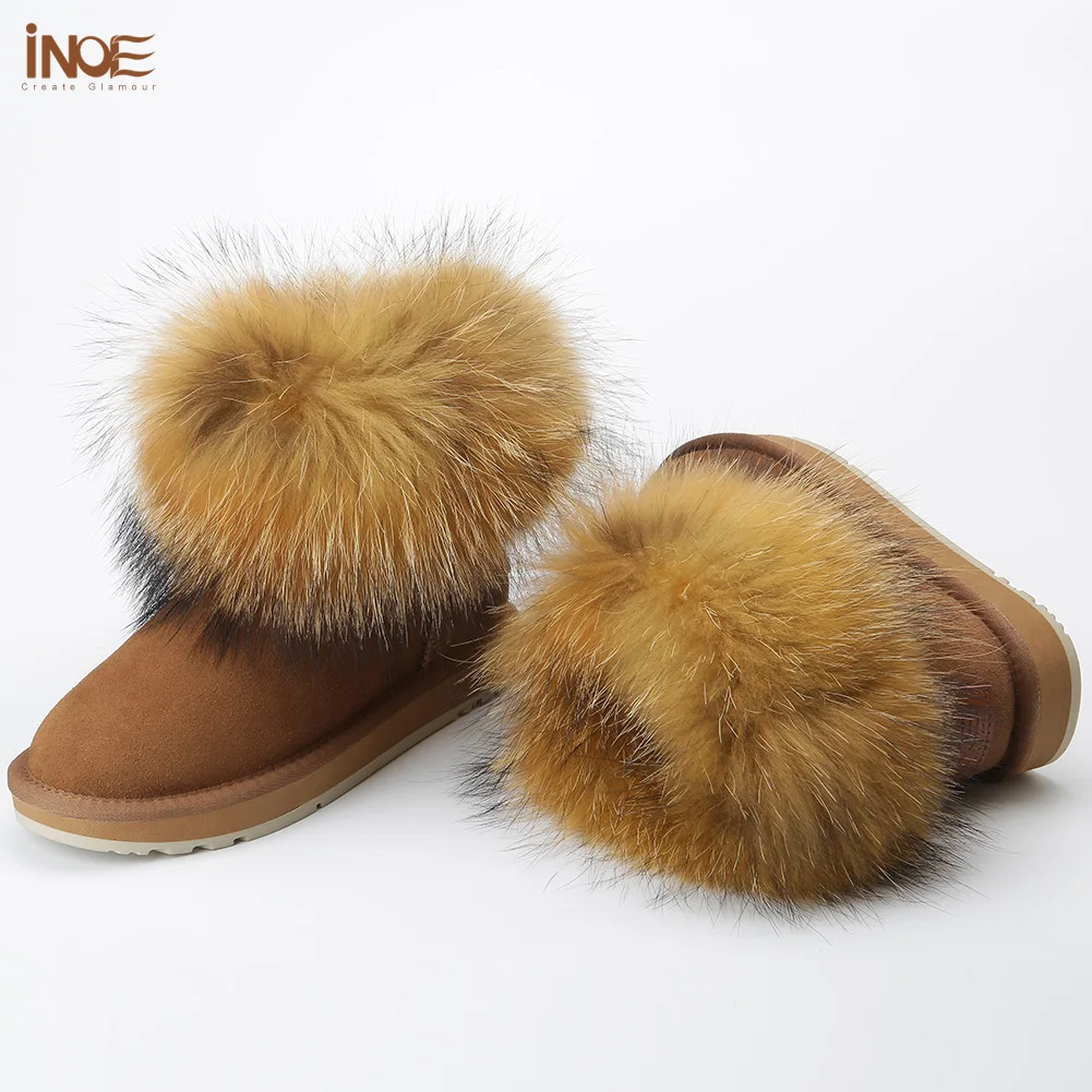 Женские зимние ботильоны из овечьей кожи с лисьим мехом|boots u2|boots leather for womenboots snow