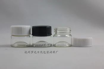 

5g clear glass cream jar with black/white lid, 5 grams cosmetic jar,packing for sample/eye cream,5g mini glass bottle