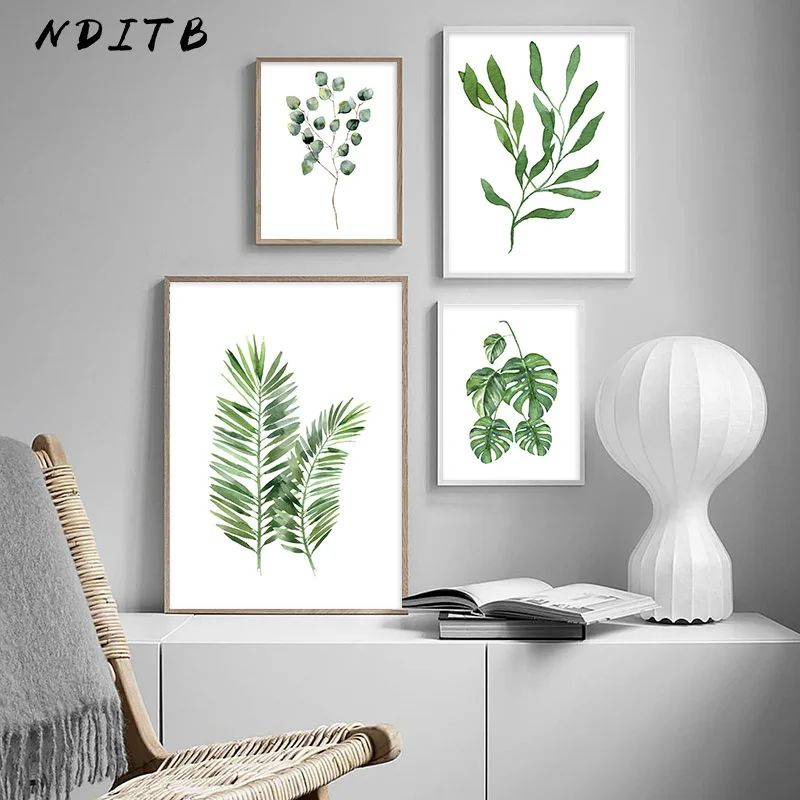 

Tropical Plants Canvas Nordic Posters and Prints Watercolor Leaf Scandinavian Wall Art Painting Decorative Pictures Home Decor