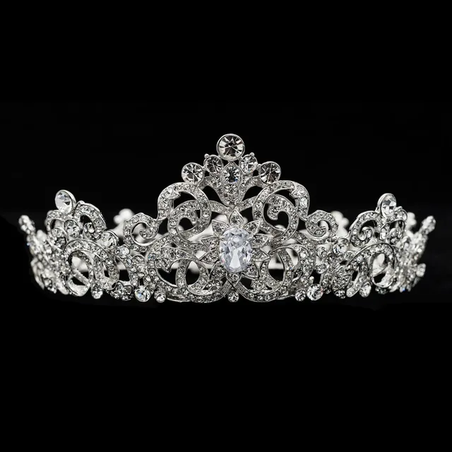 Royal Tiara Flower Crown for Women or Bridal Wedding Hair Jewelry