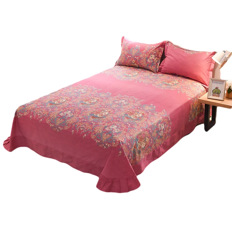 

Red Print Flat Sheet King Size Cotton Soft Blend Printed Flat Sheets Bed Sheets With Pillow Covers Mattress Protector Pillowcase