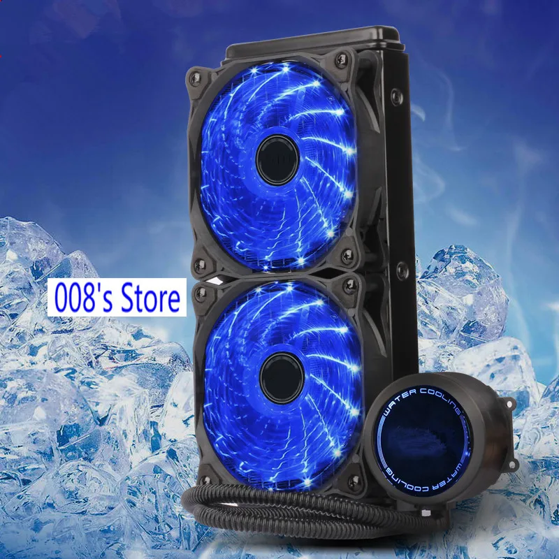 

New Radiator CPU Cooler Cooling System Fan For Intel 1366 For AM3+ AM2 AM4 120 240 Fluid Dynamic Bearing 120mm Blue LED Light