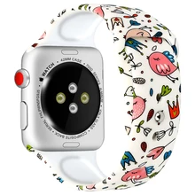 

Soft Silicone Watchband 38mm 42mm For Apple Watch Band 1 2 3 4 Series Popular Printing Style Strap For iwatch 40mm 44mm Bracelet