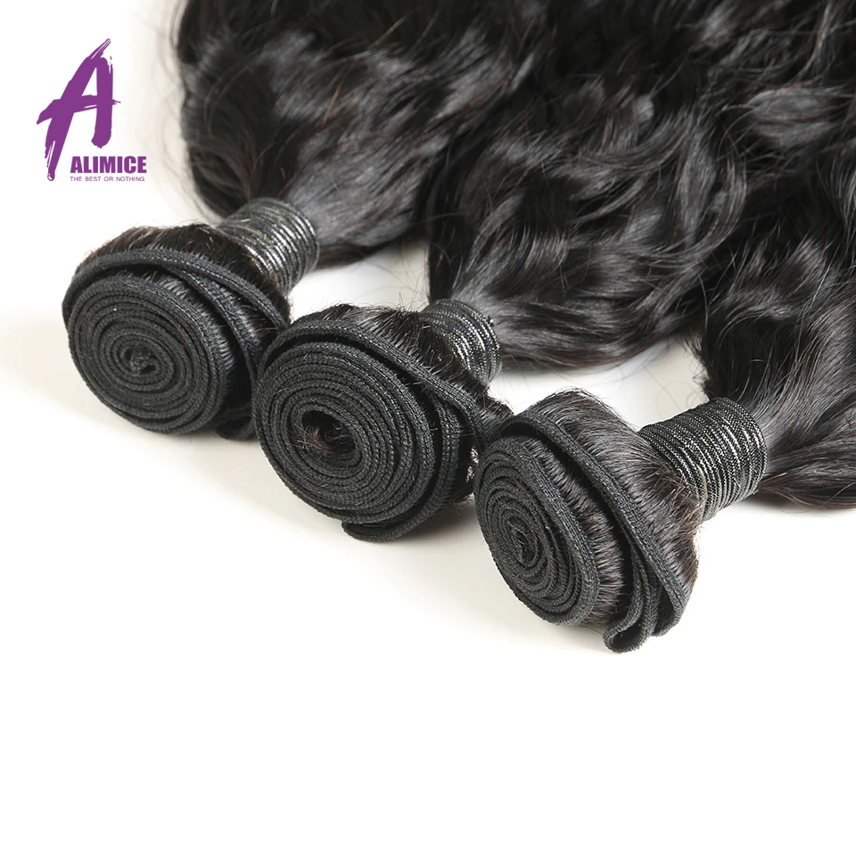 Alimice пучки волос Бразильские влажные и волнистые человеческие волосы 4 пучки сделки 100% Remy человеческие волосы плетение пучков 8-30 дюймов