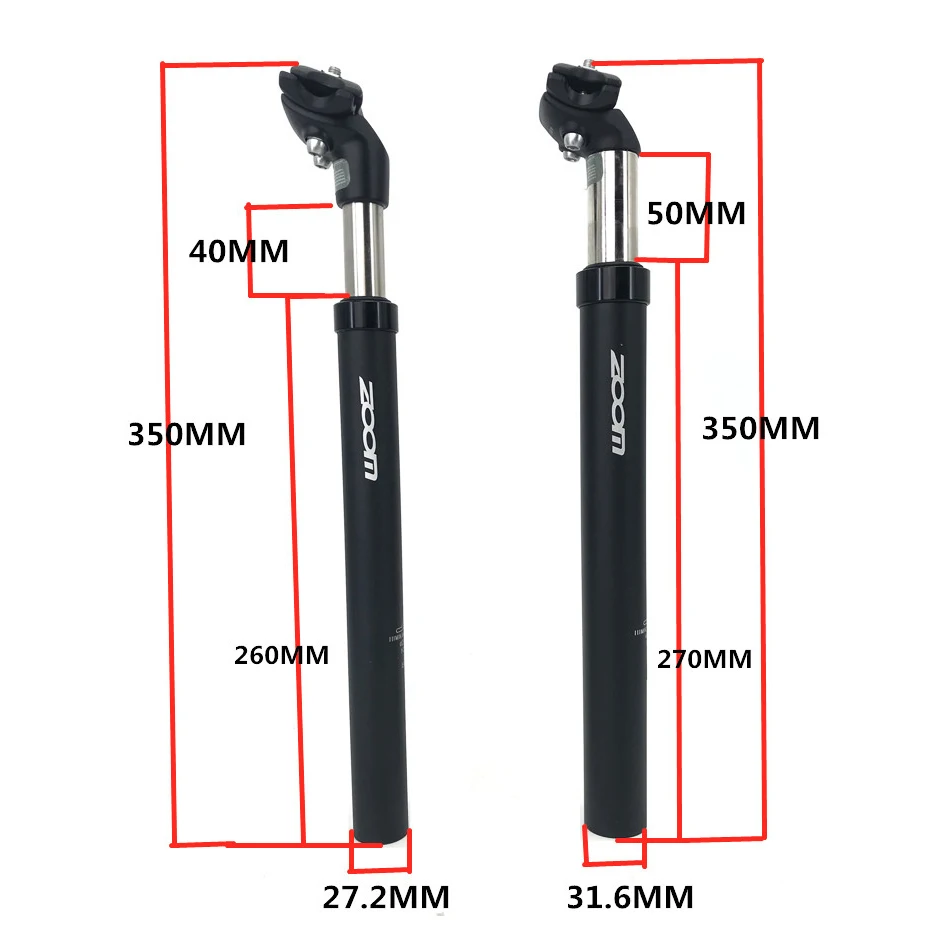1 шт. 27,2 мм/30,4 мм/30,8 мм/31,6 мм x 350 мм Подвеска Подседельный штырь амортизатор демпфирования MTB горный велосипед велосипедный подседельный штырь