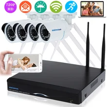 4CH NVR P2P CCTV Системы с 4 шт HD 720 P Wi-Fi IP Камера Водонепроницаемый наружнее инфрокрасное светодиодное освещение на камера наблюдения ночного видения Системы комплект